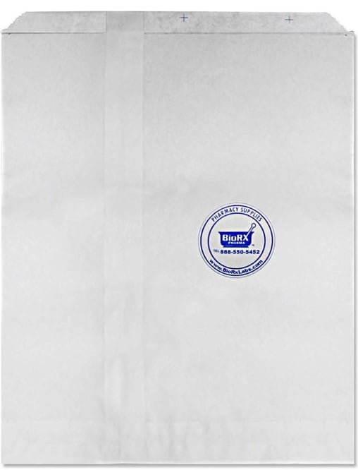 Pharmacy Paper Bags 6 x 3.6 x 11 inches - White (Pack of 50) WITHOUT ...