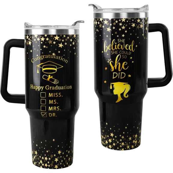 Graduation Gifts, Grads Tumbler with Handle and Straw 40 oz, College/High Class of 2024 Graduation Gifts for Her with Encourage Quotes Insulated Water Bottle, Meaningful Graduate Gift for Grads.