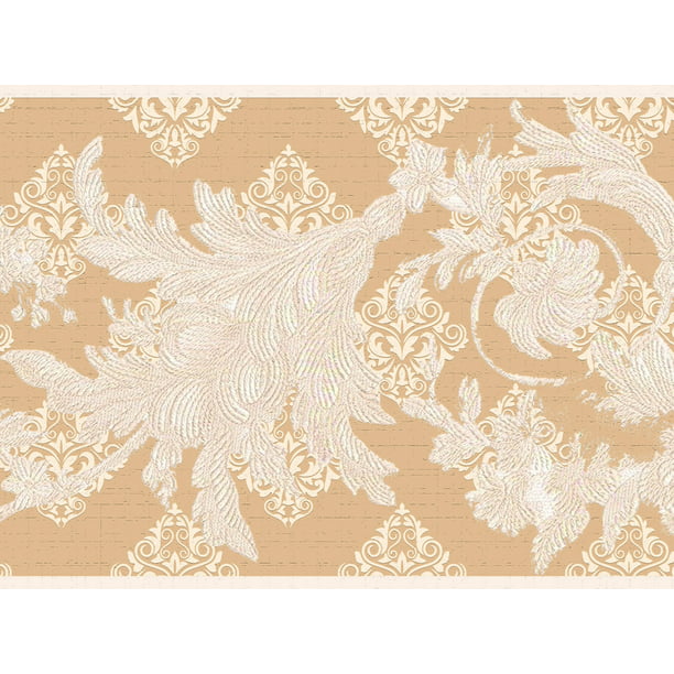Dundee Deco's Peel and Stick Wallpaper Border - Damask Off-white Tan ...