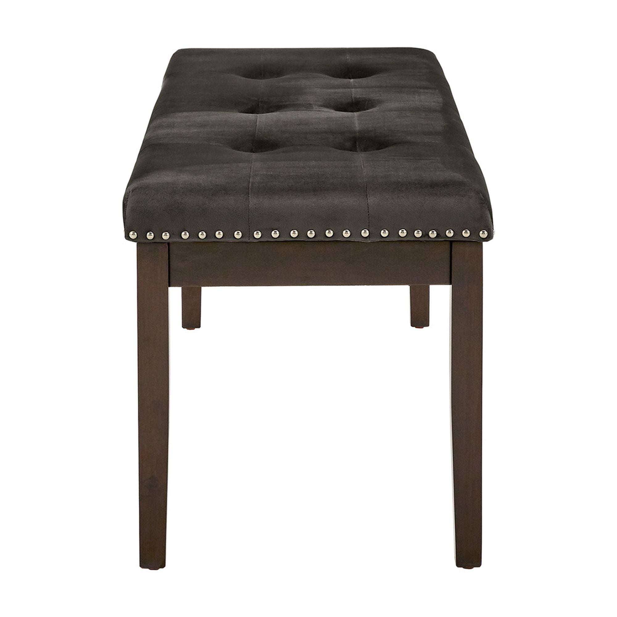 Weston Home Banford Velvet Tufted Nailhead Bench, Black