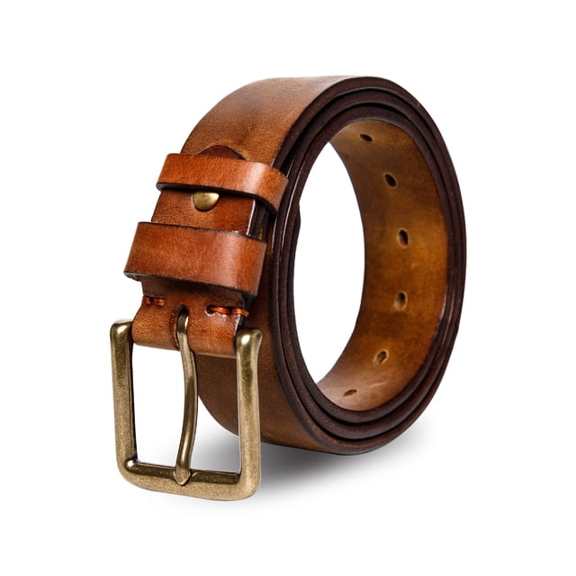 Cinturón para hombre wolksprong de cuero flor marrón de 38 mm