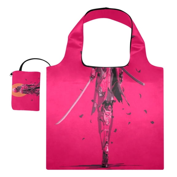 Large Capacity Print Tote Bag,Lightweight Portable Foldable Shopping Bag Women Warrior