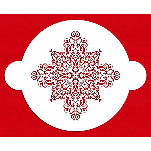 Designer Stencils French Medallion Cake Stencil Top 9.5 Inch, Beige/semi-transparent