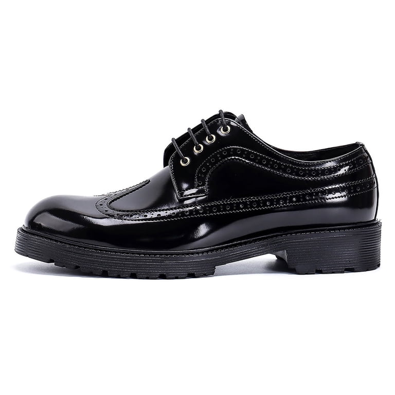 Santimon Black Dress Shoes for Men Wingtip Brogue Derby  display picture 1