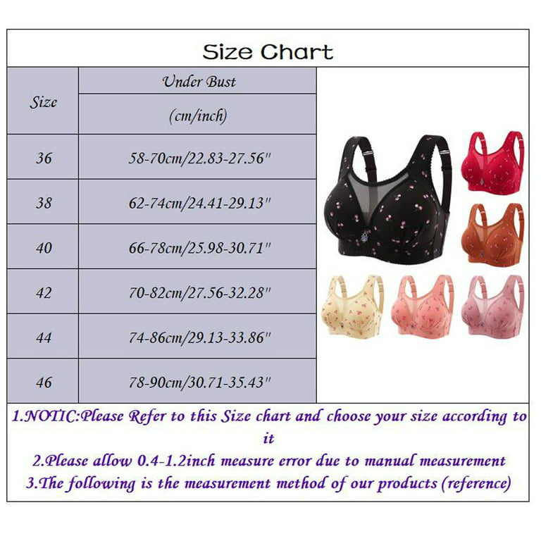 Women's Sexy Large Size Thin Style No Steel Ring Printed Bra with Anti  Shining Large Chest Display Small Gathering Bra Womens Bras Push up No  Underwire : : Fashion