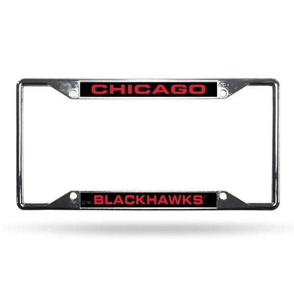 Chicago Hockey Blackhawks All Corner EZ View Chrome Metal Laser License Plate Frame