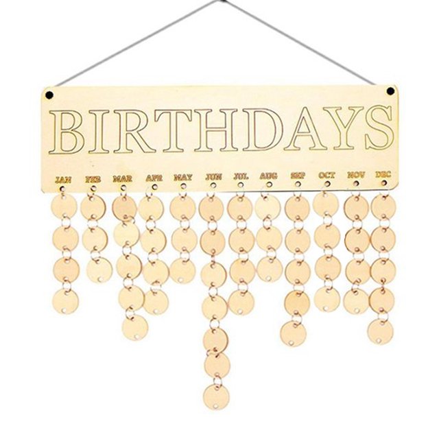 Calendario placa de madera DIY artesanía recordatorio tablero decoración colgante calendario de cumpleaños, tipo 2 Noticed HA004492-02