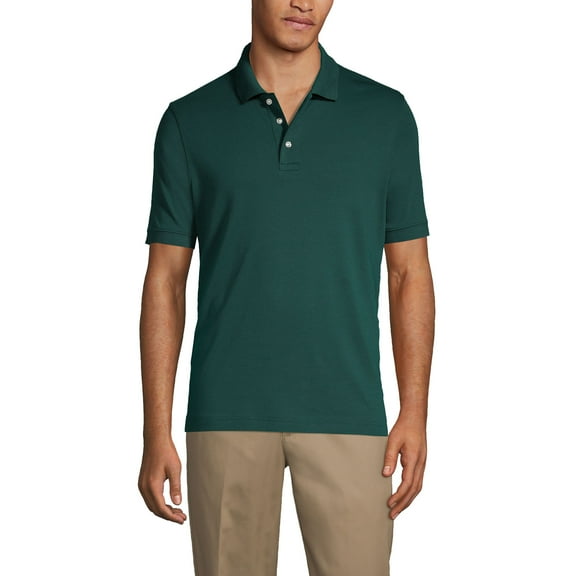 Lands' End Essentials Men's Long Sleeve All Day Comfort Polo Shirt - 100% Cotton Won't Shrink Pill Fade