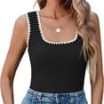 thumbnail image 3 of Summer Sleeveless Color Block Women Square Neckline Tank Tops Slim Vest Camisole, 3 of 5