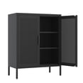 thumbnail image 2 of 40" H Metal Garage Storage Cabinet with 2 Doors and 2 Adjustable Shelves Magnetic Steel Utility Cabinets for Home Office Garage Basement Pantry School, Black with hole, 2 of 7