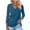 Blue, variant on Fouhkni 3/4 Sleeve T Shirts for Women V Neck Half Button Loose Basic Tunic Tops Summer Solid Color Blouses