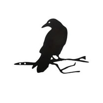 Metal Raven Statue Crow Decor - Black Bird Fence Topper Garden Ornament - Gothic Home Decor Outdoor Yard Art - Rustic Halloween Decoration for Gate Post Witchy Gothic Style
