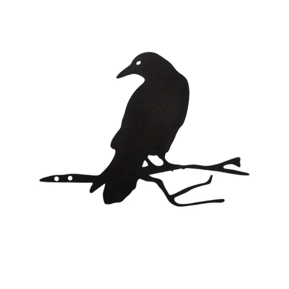 Leeye Halloween Metal Crow Yard Stake, Wrought Iron Crow Garden Decoration for Lawn Patio Outdoor Fall Display, Black 9.06x8.07x0.39in