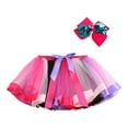 thumbnail image 1 of Quotay Girls Skirt Kids Holiday Party Color-Block Mesh Set with Hairband Tutu Dancing Skirt Hot Pink,M, 1 of 3
