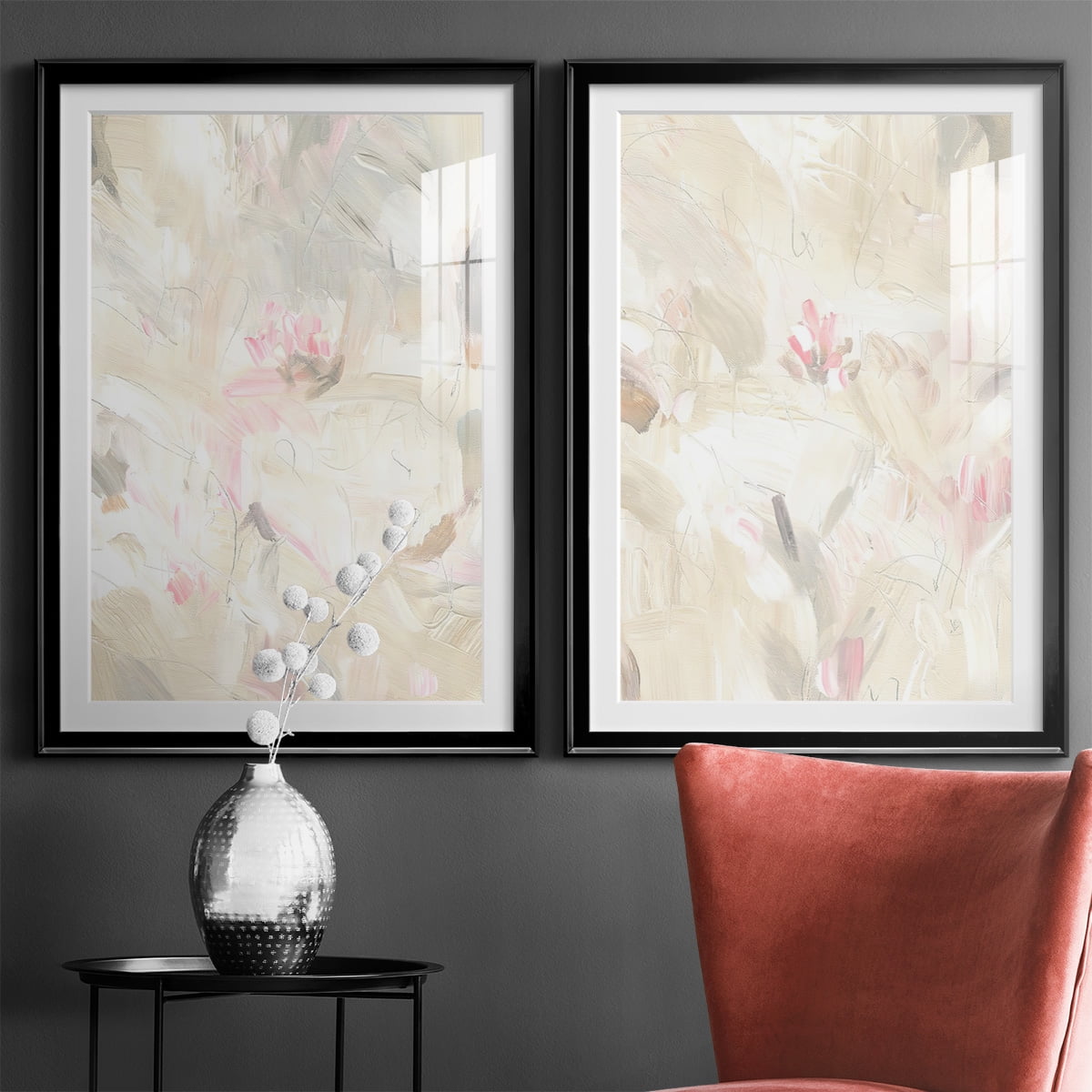 Wexford Home Soft Abstraction I Premium Framed Print, 22.5" x 30.5" - Ready to Hang, Black (Set of 2)