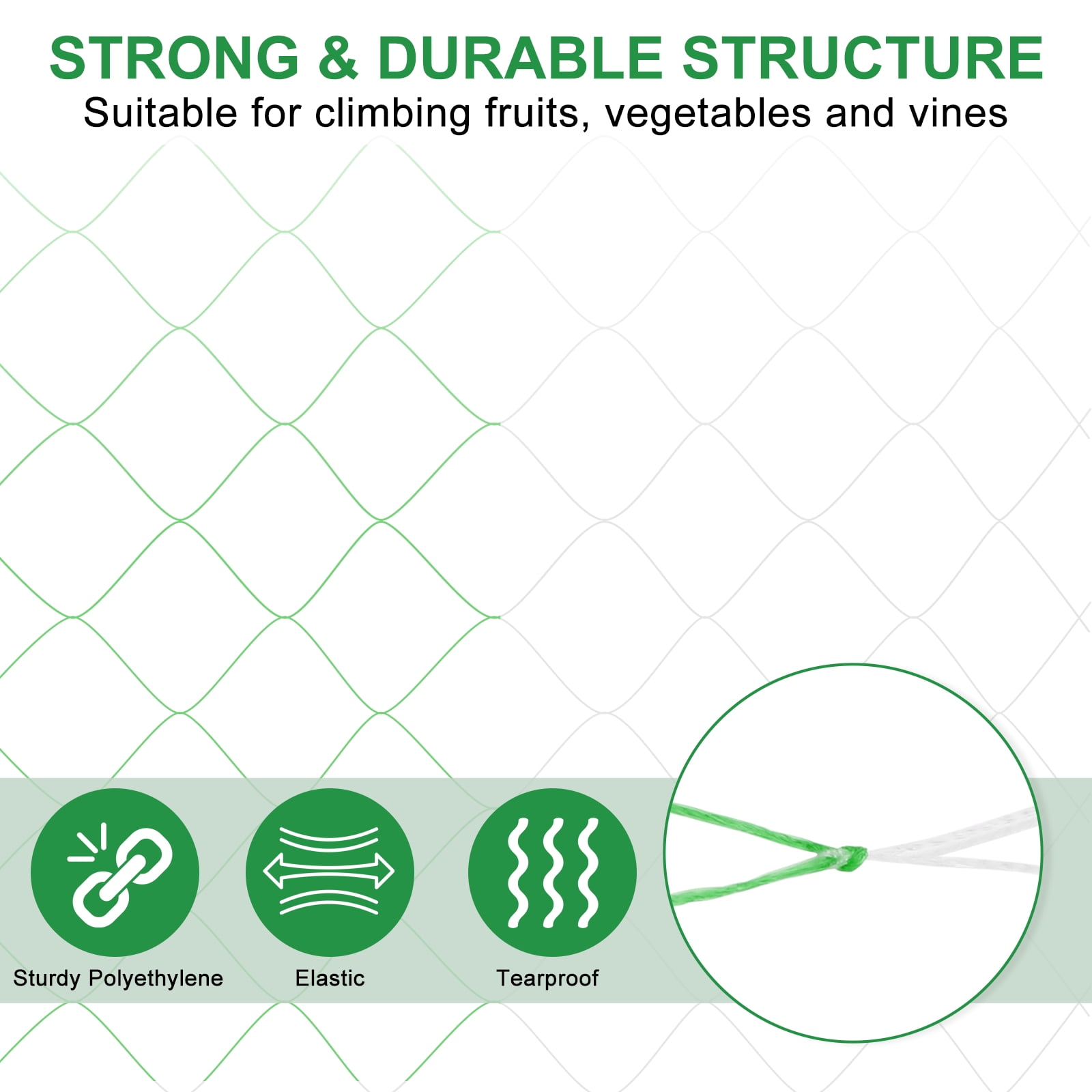 2pcs Trellis Netting for Climbing Plants 197ft x 6.6ft 6 strands Heavy Duty Garden Support Net