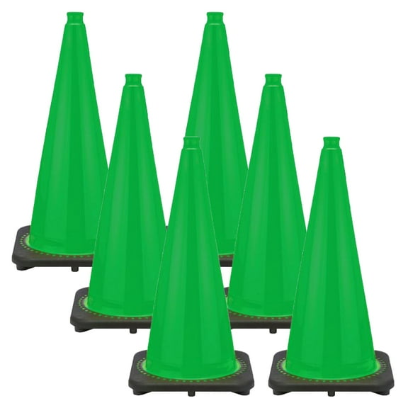 28 Inch Green Traffic Cones (6 Pk)