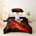 thumbnail image 2 of Homewish Red Neon Lightning Twin Duvet Cover,Modern Geometric Twin Bedding,Black Reversible,2 Pieces,1 Duvet Cover and 1 Pillowcase, 2 of 6