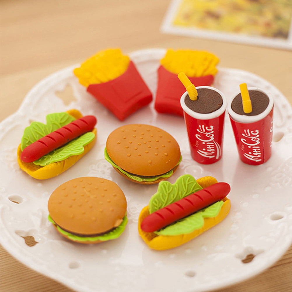 1pièce Cute Hamburger Taille-crayon avec deux gommes gommes étudiant papeterie