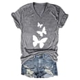 thumbnail image 4 of Womens Shirts Summer Fashion Casual V Neck Butterfly Print Top Short Sleeve T Shirt Womens Tops, 4 of 4