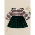 thumbnail image 3 of BagBinshrliy laanoe Toddler Baby Girl Christmas Dress Plaid Velvet Long SleeveA-line Princess Dresses 6M 12M 18M 24M 3T 4T Kids Fall Casual Dress, 3 of 6