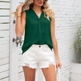 thumbnail image 6 of Stichou Women's Chiffon Tank Top Loose Fit Sleeveless Work Shirts Casual Business Blouse V Neck Spring Summer Shirts Green M, 6 of 7