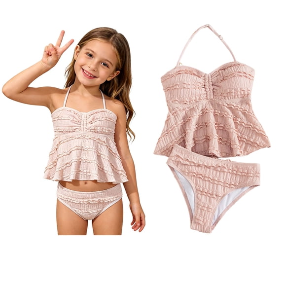 Girls Swimsuit Adjustable Straps 2 Piece Girls Bikini Sets with Chest Pad Swim Suits for Tweens Girls 13-14 Years