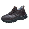 thumbnail image 6 of Snow Boots for Men Platform Soft Sole Lace up Waterproof LeatherWinter Booties Furry Lined Warm Winter Sneakers Wine Size 9, 6 of 7