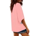 thumbnail image 4 of Summer Tops for Women V Neck 3/4 Bell Sleeve T-Shirts Solid Color Pullover Tshirts 4th of July Shirts Women, 4 of 7