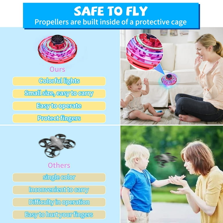  Flying Spinner, FingToys Magic Flying Spinner, Mini Drones for  Kids Adults, Hand Operated Drones Small Sensor Flying Ball Toy with LED  Light Indoor Outdoor Mini UFO Drone Toy for Boys Girls