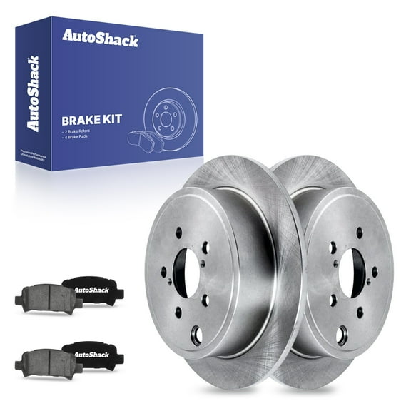 AutoShack 11.25" (285.8 mm) Rear Solid Brake Rotors   Ceramic Brake Pads | Replacement for 2010 Subaru Legacy | 6-PC Brake Kit