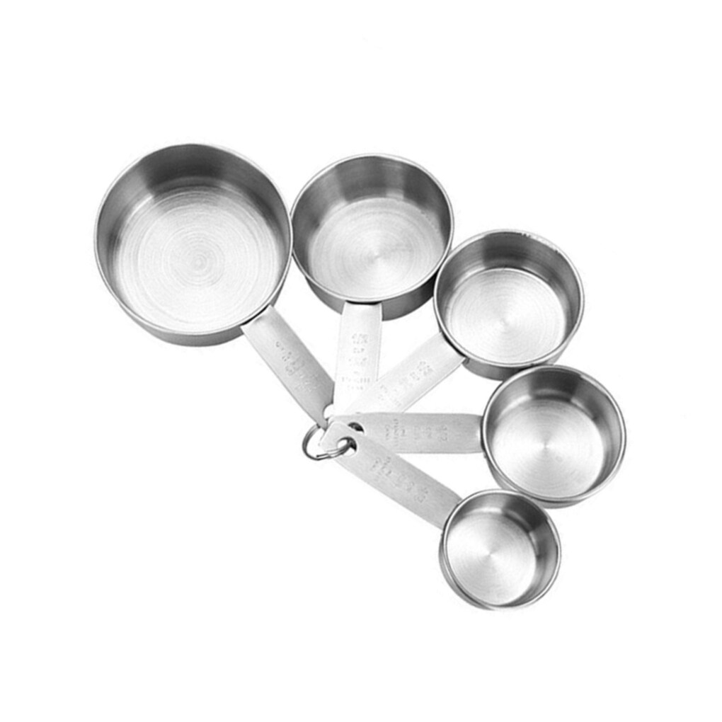 ROBOT-GXG 5Pcs Measuring Cups Kit Measuring Cups Set Stainless Steel Kitchen Seasoning Baking Tool with Scale - image 2 of 8