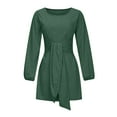 thumbnail image 4 of Vestidos Para Mujer Vestidos de Otoño Cuello Redondo Moda Manga Larga Delgado Color Sólido Mini Vestido Suelto Con Cinturón Odeerbi ODB154921, 4 of 9