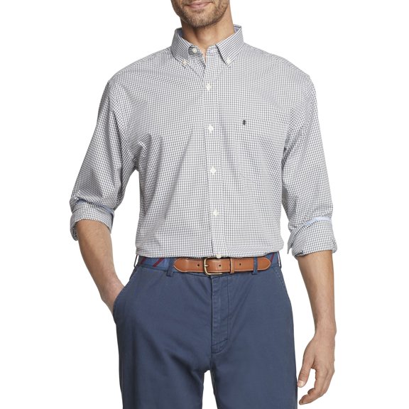 Izod Men's Advantage Performance Gingham Long Sleeve Button Down