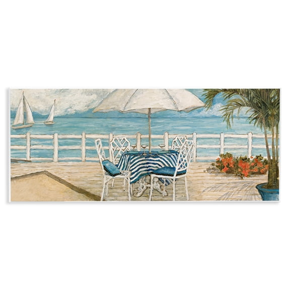 Stupell Industries Coastal Restaurant Overlook Landscape & Nature Painting Unframed Art Print Wall Art, 17 x 7