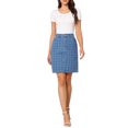 thumbnail image 2 of INSPIRE CHIC Women's Denim Skirt High Waist Swiss Dots Distressed H-Line Knee Length Jean Skirts S Blue, 2 of 6