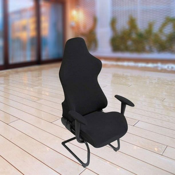 Asiento de Brazo a Prueba de Polvo de Poliéster Ergonómico Lavable de Color Sólido para Juegos Elásticos para Oficina de Brazo Giratorio , NEGRO BLESIY Funda para sillón