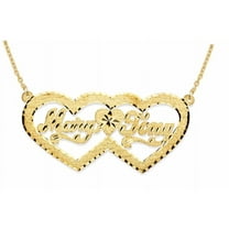 Personalized Double Heart Satin Diamond Cut Nameplate Pendant Necklace 14K 14K White or 14K Yellow Gold.  Special Order, Made to Order. PNK038Y