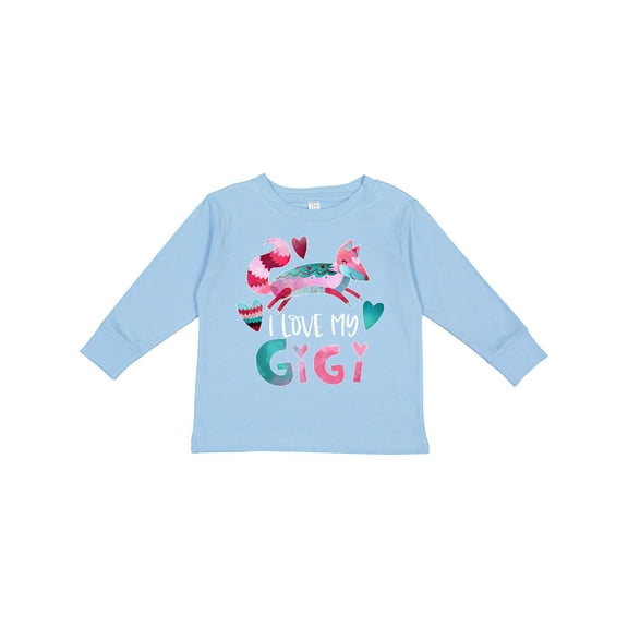 Inktastic I Love My Gigi Pink and Blue Fox with Hearts Boys or Girls Long Sleeve Toddler T-Shirt