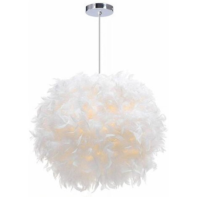 Lámpara colgante encantadora de 30 cm de diámetro para dormitorios, lámpara de araña de plumas blancas