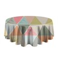 thumbnail image 5 of Multi Color Triangle Checkered Pattern Round Tablecloth 60"x60",Wrinkle Wipeable Table Cloth for Kitchen Dining Room Picnic Patio Party, 5 of 6