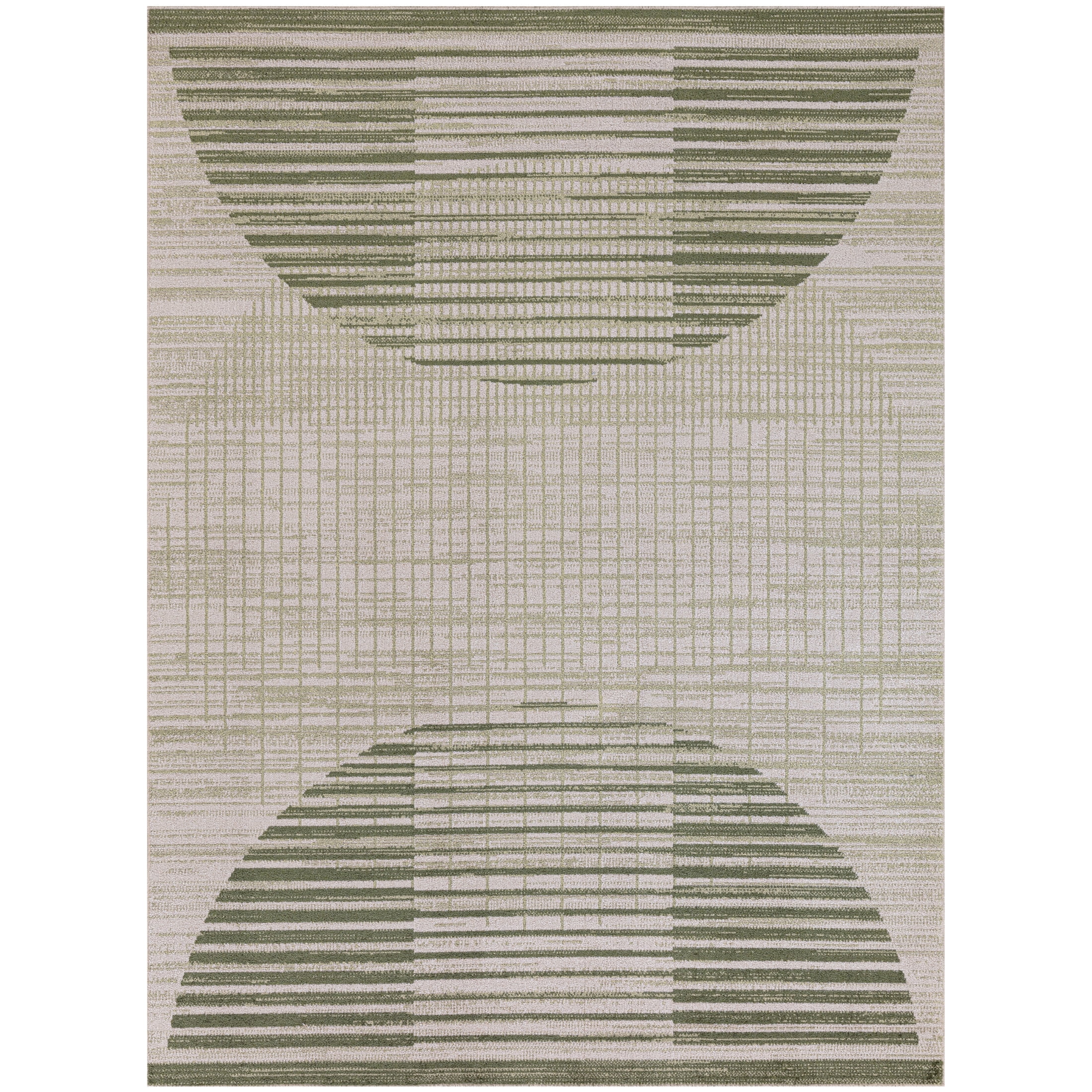 Nourison Astra Machine Washable 4' x 6' Ivory Olive Mid-Century Modern Indoor Rug