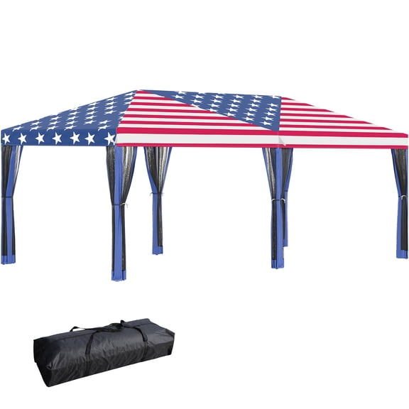 JERFIT 10x20 FT Pop Up Canopy Tent with Mesh Walls, Instant Sun Shelter with Carry Bag, Heavy Duty Steel Frame, UV Protection for Outdoor Parties, Markets, Beach & Backyard