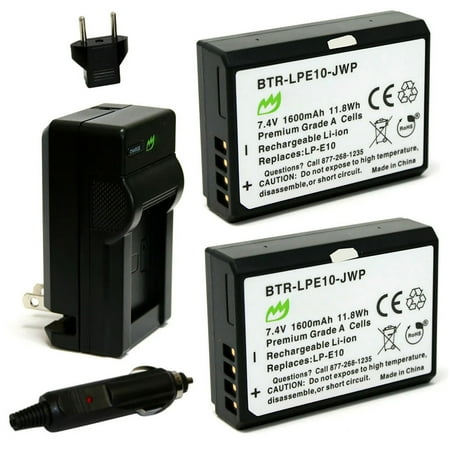 Replacement for Canon EOS 3000D Battery (2-Pack 1600mAh) and Charger