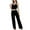 Black, variant on Kaemgyyd Women's 2 Piece Lounge Sets Slim Lace Cami Crop Top Sleepwear and Ribbed Knit Pants Casual Tracksuit Pajamas Outfits