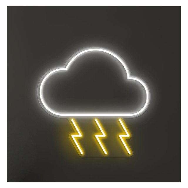 Letrero De Neón LED Con Forma Nube Relámpagos, Tormenta Eléctrica, Arte Pared, Clima Tormentoso, Decoración Habitación Para Niños 40cm