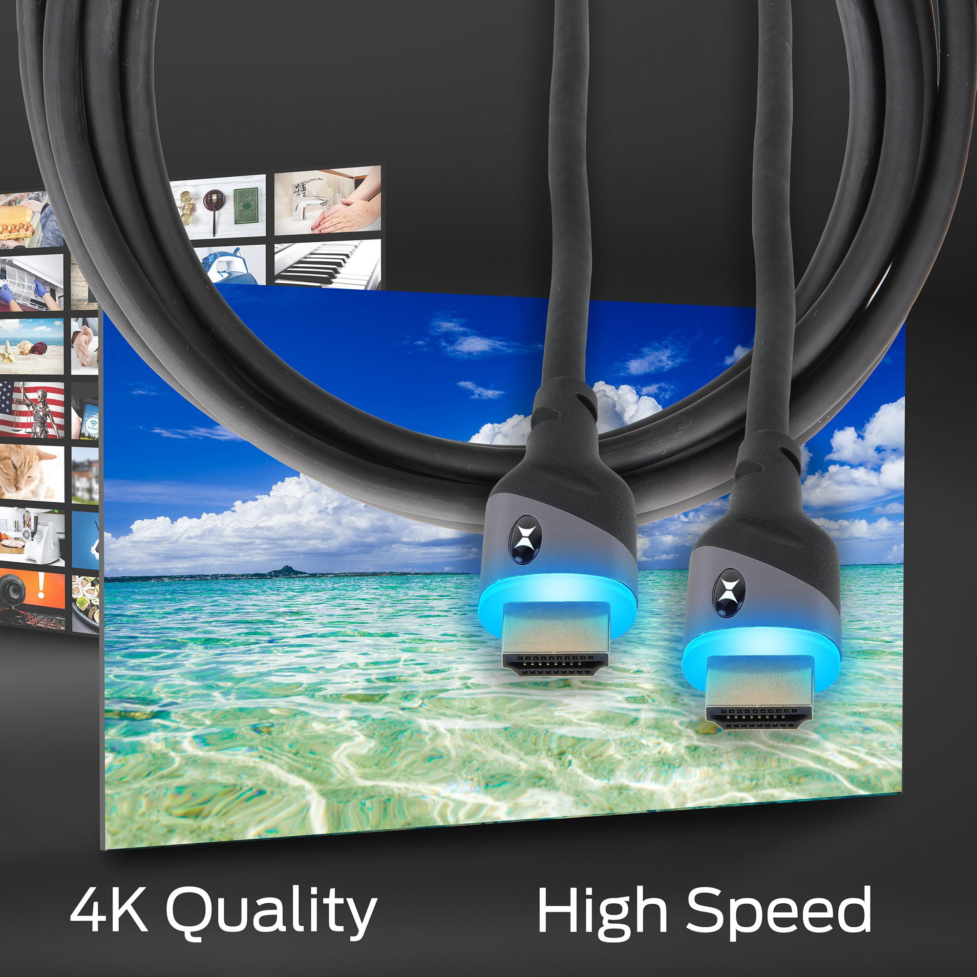 Xtreme 9FT LED Lighted HDMI Premium Cables, 2 pk