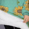 thumbnail image 3 of Oversized Wearable Blanket Hoodie,Blue Sunflower Polka Dot Pattern Sherpa Blanket Hoodie with Super Pockets,Super Warm Fuzzy Pullover for Women & Men, 3 of 6