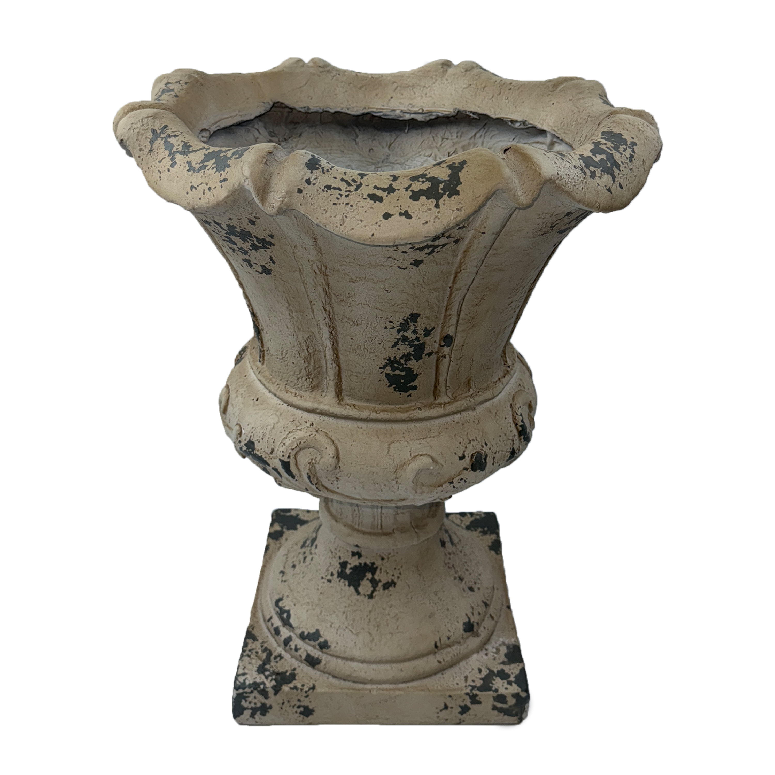 WRXELAN Antique White Planter, Decorative Garden Urn with Drainage Hole, Ready-to-Use Large Plant Pot for Patio, Porch, Lawn, Indoor or Outdoor Gardening, 16.33" Wx16.33 Dx21.45 H