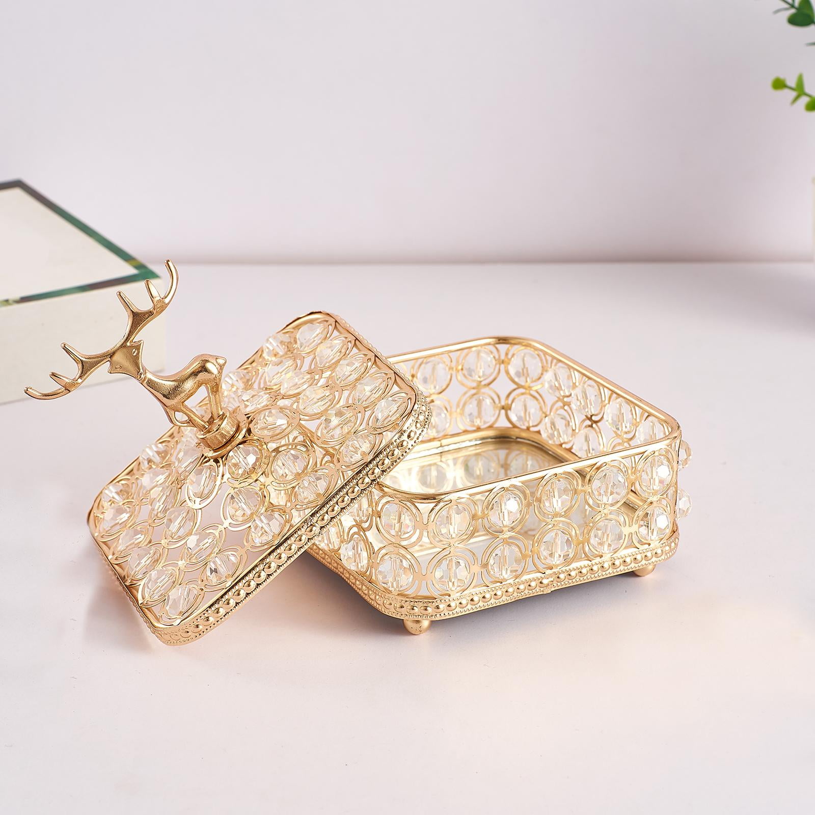 Multifunctional Jewelry Organizing Box Decoration Metal with Lid Dustproof Containers for Bracelets Necklaces Scrunchie Bedroom Hairpin ,